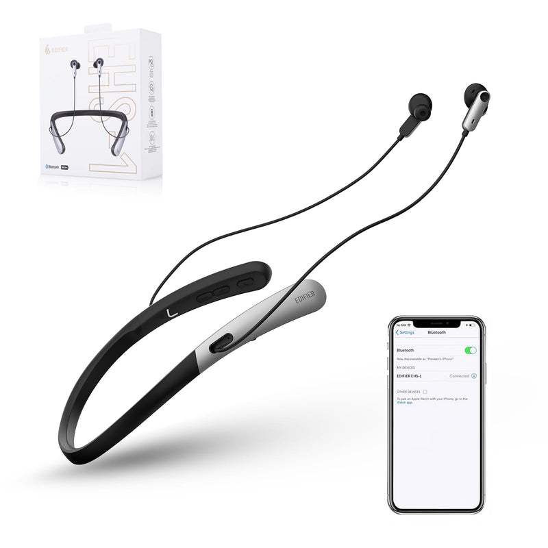 Edifier OTC Bluetooth Hearing Aids & Neckband Headphones for Adults, 2-in-1 Grey