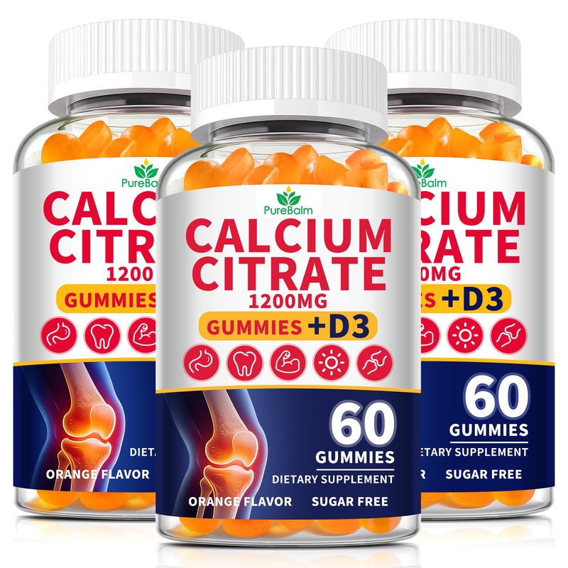 3 Pack-Calcium Citrate 1200mg with Vitamin D3 Gummies for Women & Men,Calcium Chews Supplement- Supports Bone & Teeth Health,Easy Absorption,Sugar Free,Vegan,Orange Flavor,90 Day Supply 60 Count (Pack of 3)