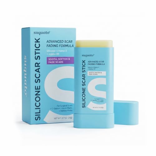 Suquato Silicone Scar Stick – Silicone Keloid Scar Removal Cream for Face & Body, Helps Improve Surgical Scars, C-Section, Acne Scars & Stretch Marks, Portable Twist Stick– 20g