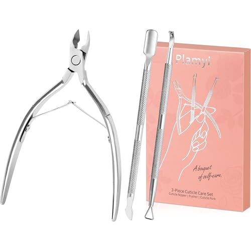 Cuticle Trimmer and Pusher Set - Stainless Steel Cuticle Nippers Silver