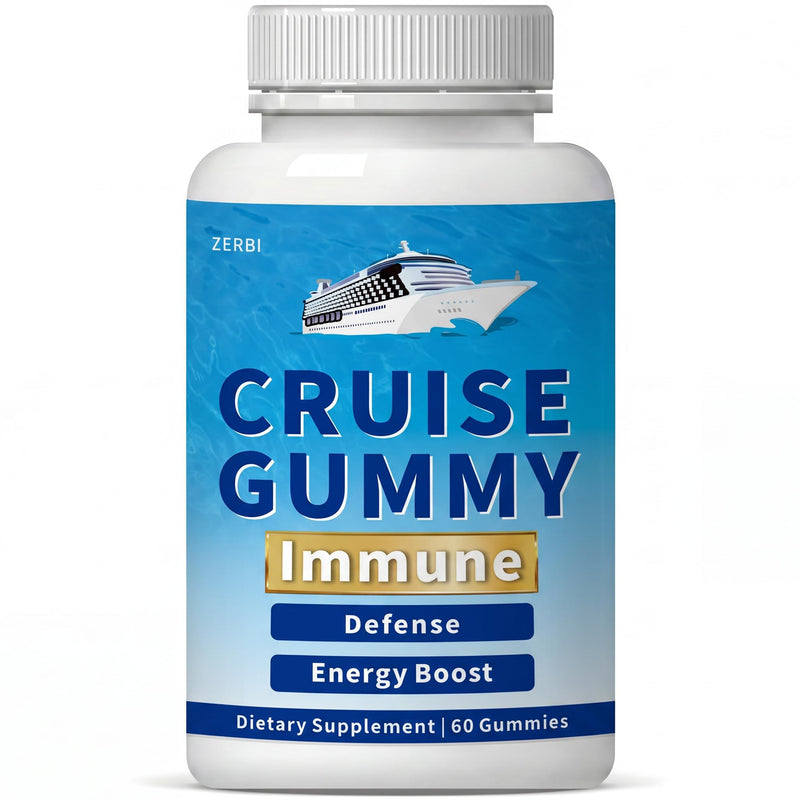 Cruise Gummies, Immune Support, Travel Immunity Defense & Energy, with Vitamin C, Zinc, Elderberry, 60 Chewable Gummies