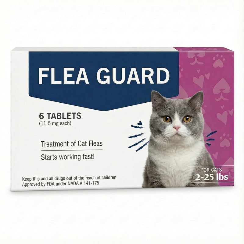 Nitenpyram Tablet Oral Flea Treatment for Cats, 6 Tablet 11.4mg, NDC Code: 21091-141-01, NADA# 141-175