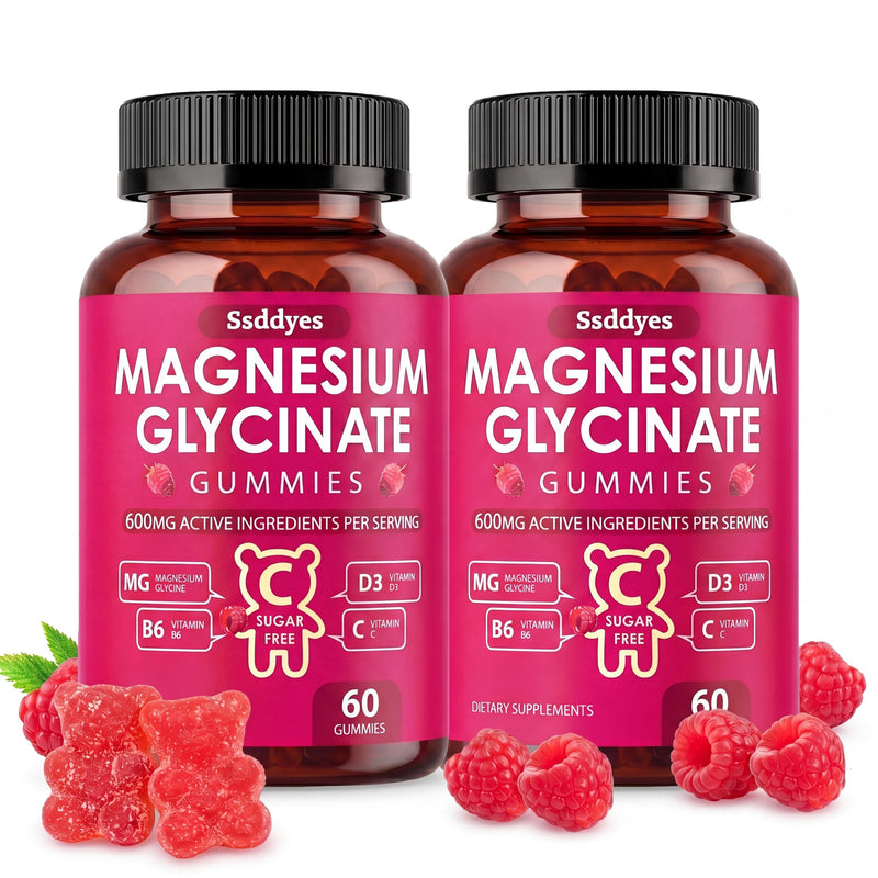 Magnesium Glycinate Gummies 400mg Sugar Free - High Absorption Magnesium Supplement with Vitamin D & B6 for Stress Relief, Calm Sleep & Leg Cramps Support - Vegan Chewable for Women and Men
