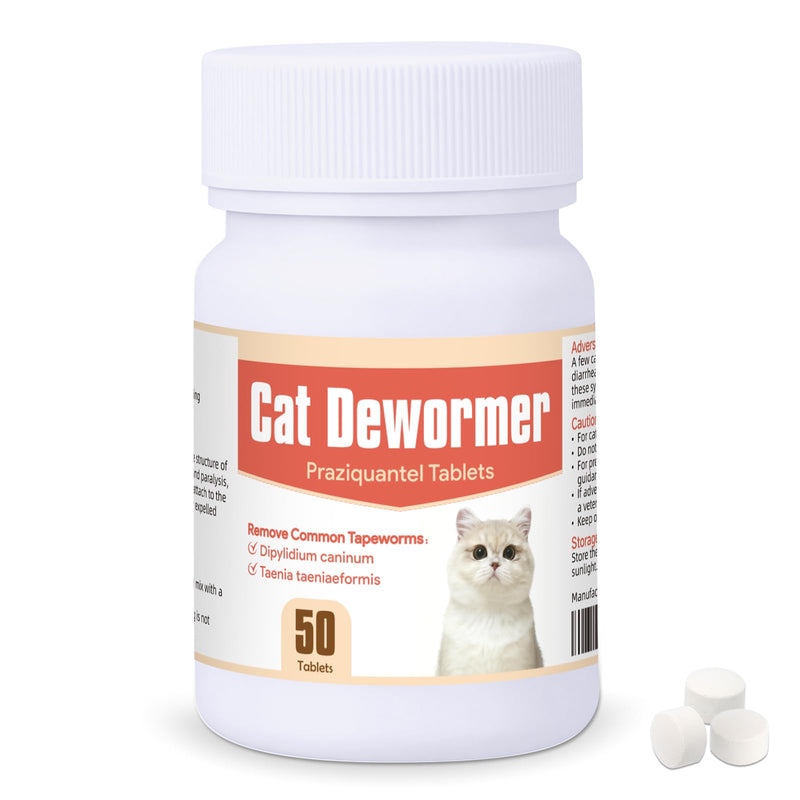 Broad Spectrum Cat and Kittens Dewormer for tapeworms, hookworms, roundworms. | 50 Tablets