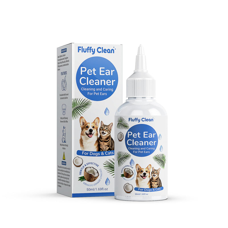 Ear Cleaner for Dogs & Cats - Gentle Non-Irritating Formula, Ear Cleaning & Care for All Ages, Removes Built-up Wax, Discharge, Dirt & Debris - 1.69oz Travel Size White & Blue-1.69 OZ 1.69 Oz (Travel Size)