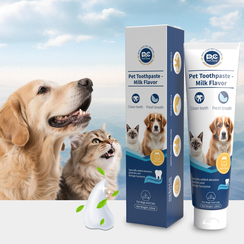 Dog Toothpaste, 4.23 oz, Milk Flavor, Fluoride Free, Effectively Prevents and Reduces Plaque and Tartar Buildup, Freshens Breath, Contains Lactobacillus, Suitable for Cats and Dogs