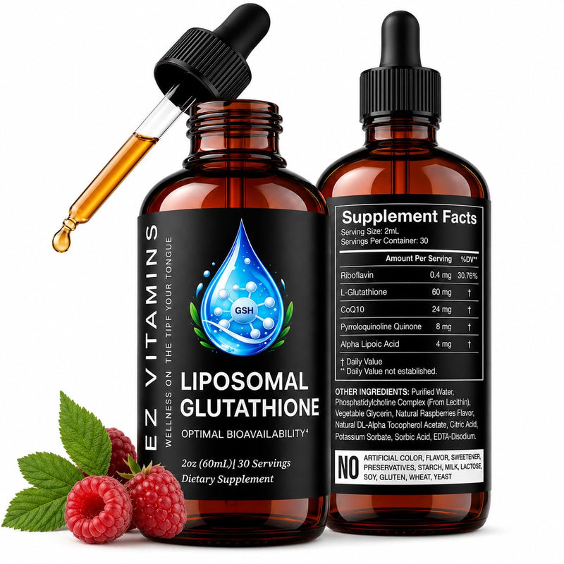 Liposomal Glutathione Liquid Supplement, High Absorption, 2oz | Liquid Glutathione Supports Immunity, Skin, And Hair Health With Daily Liposomal Absorption, 30-Day Supply