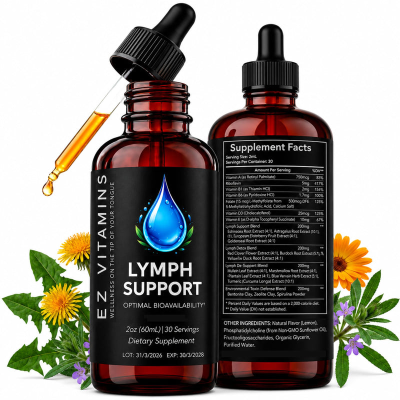Liposomal Lymphatic Drainage Drops, 26-in-1 Support, 2oz | Liquid Lymphatic Support Drops With Echinacea, Turmeric, Elderberry, And Dandelion For Immune And Lymph System Support