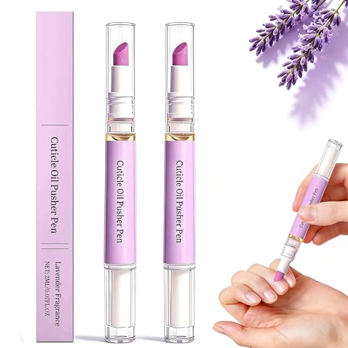 2 Pcs 2-in-1 Ceramic Cuticle Pen- 2026 New Cuticle Oil Pusher Pen Purple