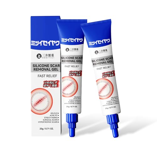 DRMITSUI Silicone Scar Gel for Old and New Scars, Scar Treatment for Acne Surgical Burn and Stretch Marks, Medical Grade Silicone Scar Gel, Fast Absorbing, 20g 0.71oz (Pack of 2) Pack of 2