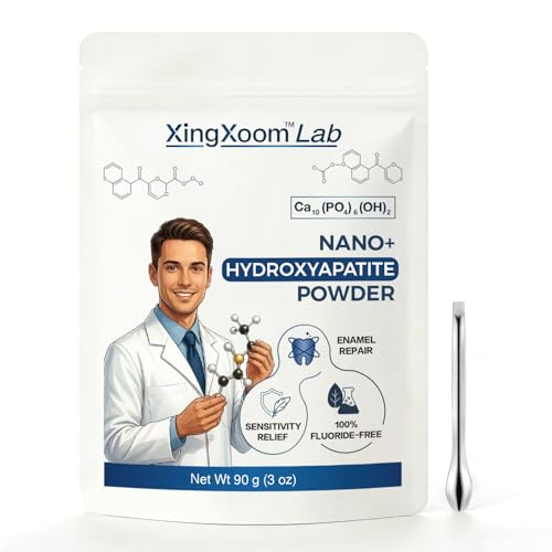 Nano+ Hydroxyapatite Powder (90g / 3 oz) - Ultra-Fine Enamel Repair & Maximum Sensitivity Care, Clinical Grade Fluoride-Free Alternative with Premium Stainless Steel Spoon Nano+90g
