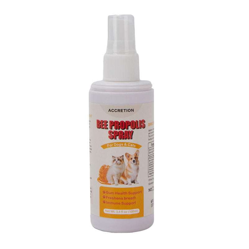 Bee Propolis Oral Spray for Dogs & Cats – 3.4 fl oz Gum Relief for Gingivitis, Reduce Plaque & Bad Breath, Post-Surgery Healing Support, Immune System Boost, Pet Dental Care
