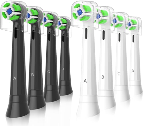 iO Replacement Heads Compatible with Oral B iO Electric Toothbrush, Soft Toothbrush Head for Oral b iO 2 3 4 5 6 7 8 9 10, 8 Pack (Black+White) Black+white 1 Count (Pack of 8)