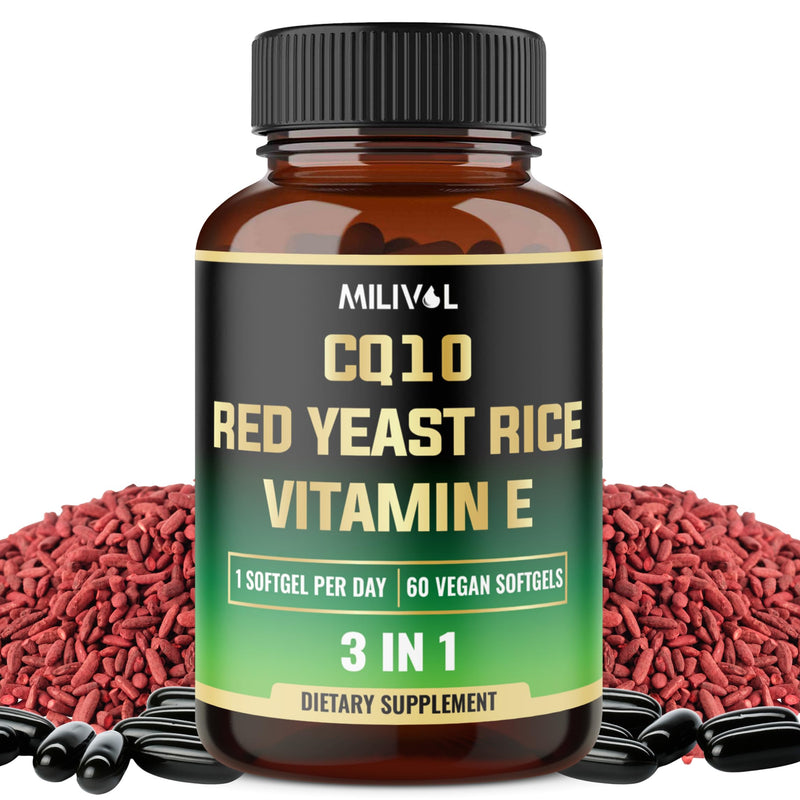 515 mg - CQ10 Softgels with Vitamin E, CoQ10, and Red Yeast Rice - 60 Softgels
