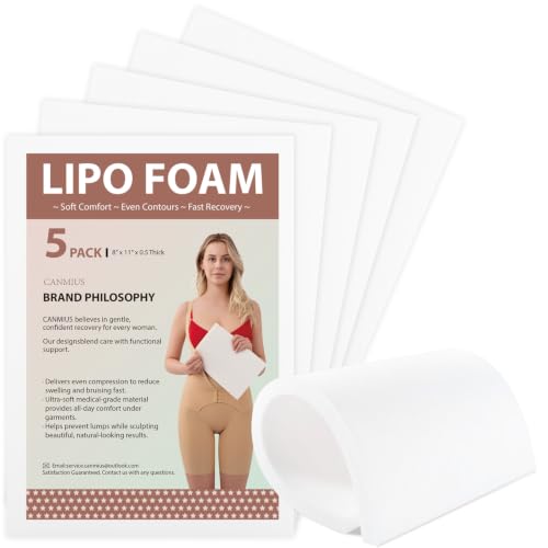 5 Pack Lipo Foam Pads, 8" x 11" Post Surgery Lipo Foam Sheets for Liposuction, BBL, Tummy Tuck, Reduce Swelling & Bruising, Flattening Abdominal Compression Garments Multi-Purpose Post Surgery Lipo Foam (White) White