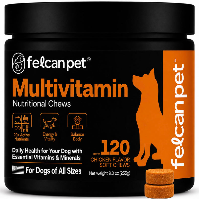 Dog Multivitamin Chews – Daily Dog Vitamins with 19+ Nutrients, Probiotics, Glucosamine & Omega Fish Oils – Supports Energy, Immune Health & Pet Wellness – Chicken Flavor, 120 Soft Chews