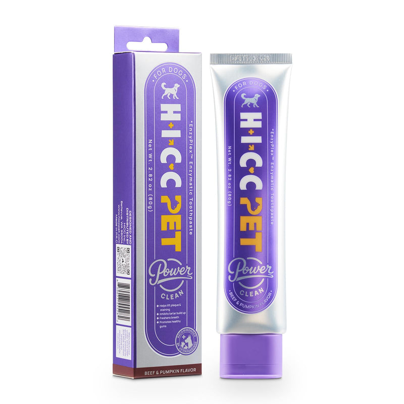 HICC PET 4-Enzymatic Dog Toothpaste - EnzyPlex™ Power Clean Toothpaste for Plaque & Tartar Control - Professional Canine Dental Care for Fresh Breath & Healthy Gums - Beef & Pumpkin Flavor, 2.82 oz