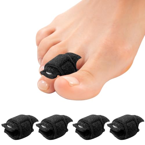 4PCS Hammer Toe Straightener, Toe Splints for Straightening, Hammer Toe Corrector for Women, Hammertoe Straightener with 2 Aluminum Plate, Toe Straighteners for Curled Toes, for Walking& Rest(Black) Black 4