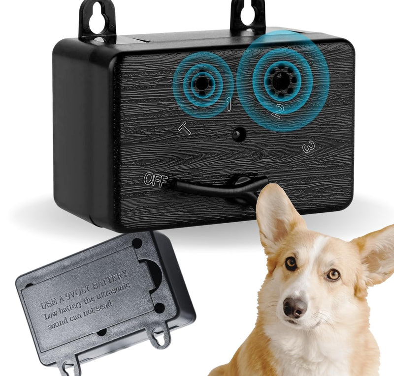Anti Barking Device for Dogs, 50FT Ultrasonic Dog Bark Control Devices with Dual Speakers, 3 Adjustable Range Bark Box, IPX4 Waterproof Barking Deterrent, Safe for Pets & Humans, Indoor Outdoor Use