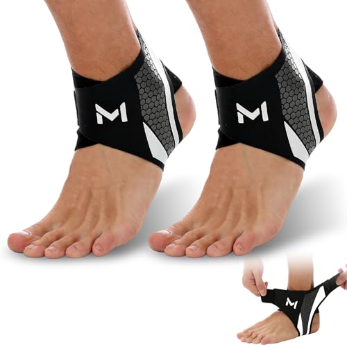Ankle Brace for Men & Women, Adjustable Figure-8 Stabilizer with Straps for Basketball, Volleyball & Running, Compression Sleeve for Sprained Ankle, Plantar Fasciitis & Tendonitis Relief (2 Pack,Gray) Gray