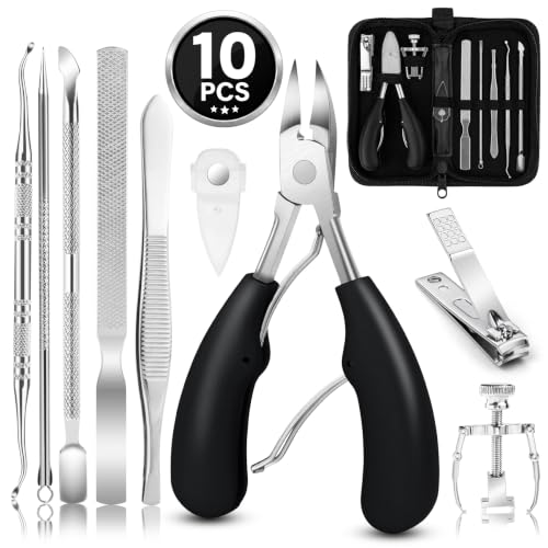 JTIEO 10 Pcs Ingrown Toenail Treatment Kit, Stainless Steel Nail Tools. 10pack-black