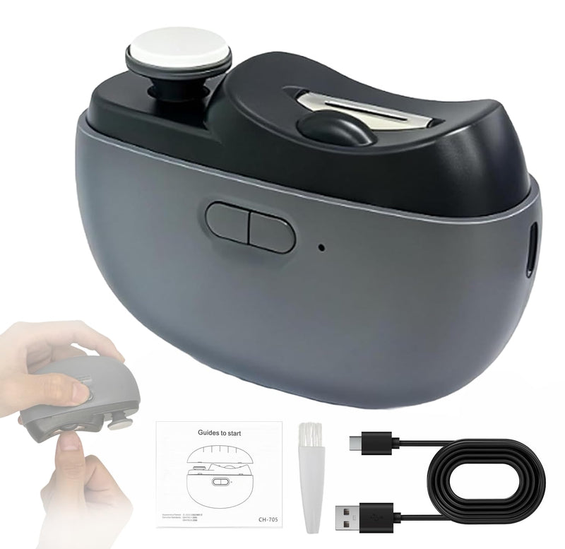 Electric Nail Clipper - 3 in 1 Upgraded Smart Trimming & Polishing Nail Clipper with 2 Adjustable Speeds, LED Light & Chip Collecting Box, Suitable for Adults, Elderly（Gray） Gray