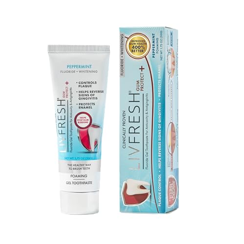 LIVFRESH Gum Protect Toothpaste Gel, Gingivitis Treatment, Reduces Bleeding, Swollen Gums 400% Better, Cavity Protection, Remineralizes Teeth, Whitens Teeth, Stannous Fluoride (1.75 Ounce (Pack of 1) 1.75 Ounce (Pack of 1)