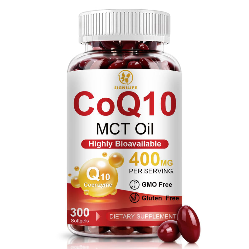 CoQ10 400mg Per Serving, 300 Softgels Extra Strength with MCT Oil | Coenzyme Q10 as Ubiquinone, Antioxidant Support for Heart & Energy Health, Non-GMO,Gluten & Soy-Free,150-Day Supply 300 Count (Pack of 1)
