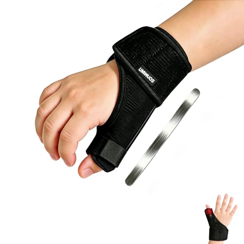 Kids Thumb Brace, Thumb Splint M 6-11 Years, Adjustable Thumb Spica Support Black-M