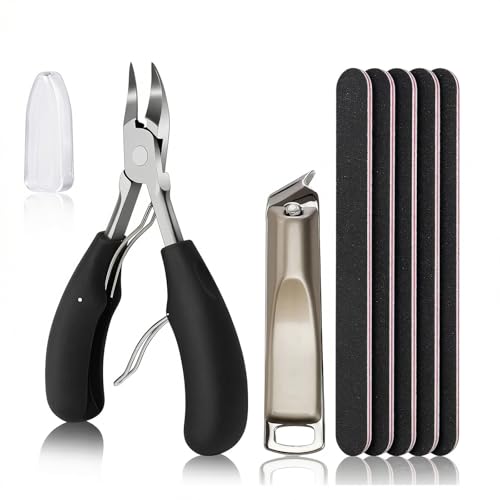 Toenail Clippers for Seniors Thick Toenails，Heavy Duty Ingrown Toe Nail Clippers for Men Women, Single Blade Nail Cutter,Nail File Professional Double Sided 100/180 Grit Nail Tools Pedicure kit