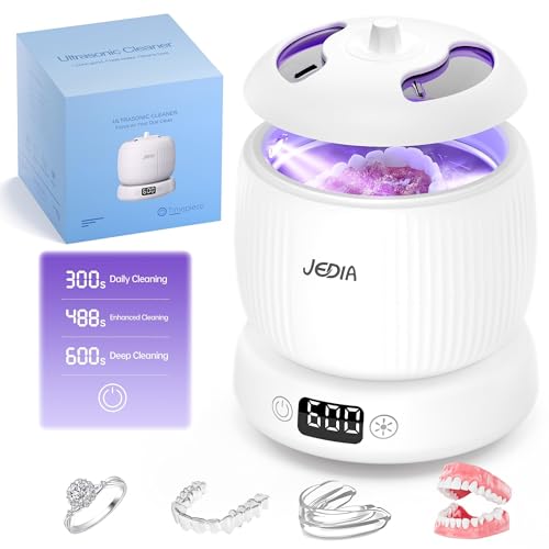 Ultrasonic Retainer Cleaner Machine with 4 Modes – 45kHz 180ML Ultrasonic Cleaner for Retainer,Denture,Mouth Guard,Ring,Jewelry,Leak-Proof Detachable Tank & Base, Easy-to-Clean