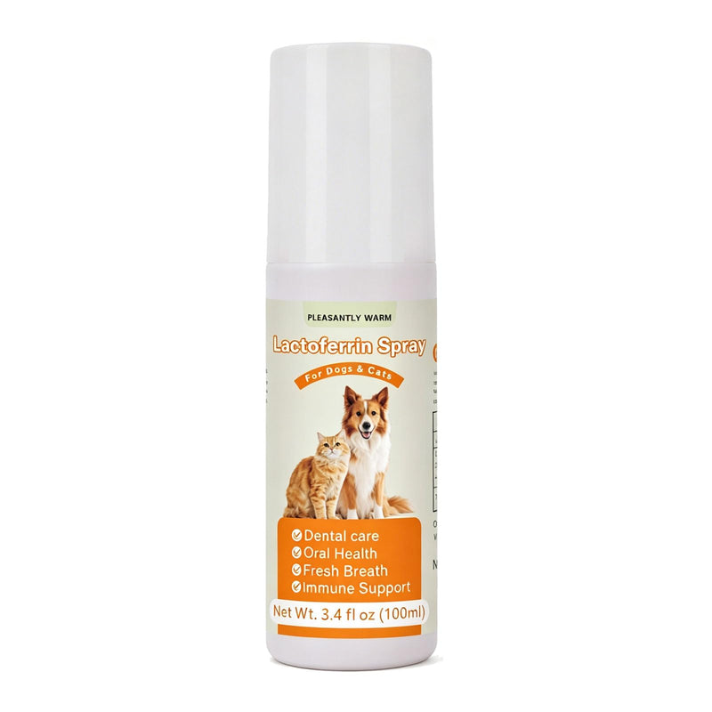 Lactoferrin Pet Oral Care Spray for Dogs & Cats, Natural Pet Breath Freshener with Colostrum, Taurine & Prebiotics, Gentle Daily Oral Support for All Breeds & Ages，100ml