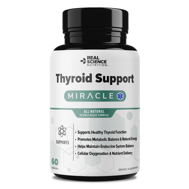 Real Science Thyroid Support Supplement for Women & Men Natural Thyroid Complex for Metabolism & Energy with Vitamins B, C, D, Vinitrox & GABA for Endocrine Support Made in USA, 60 Capsules