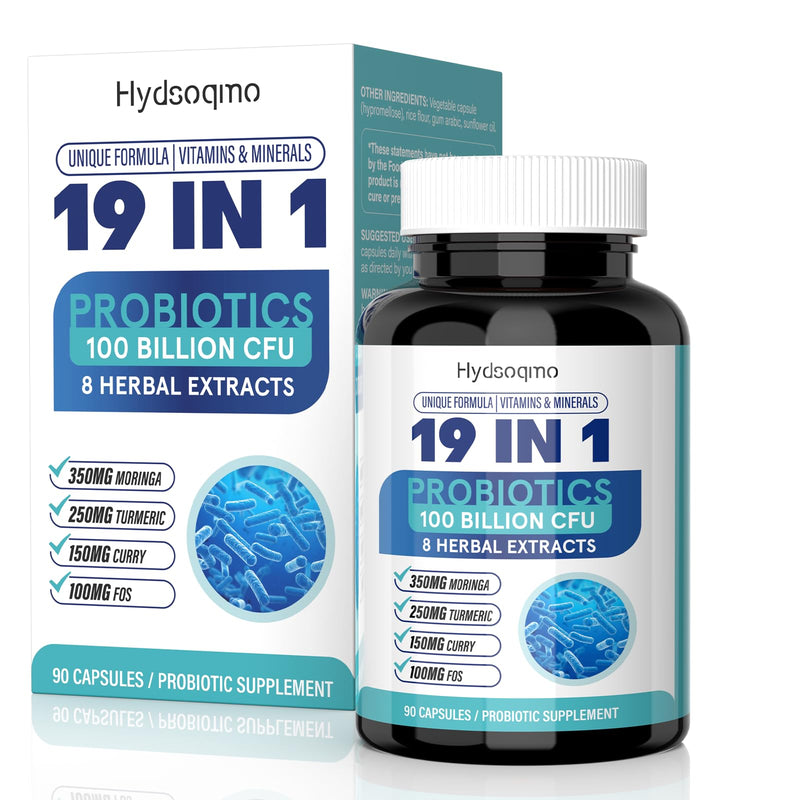 Probiotics for Women – Menopause, Digestive & Gut Health Support with 100 Billion CFU, FOS Turmeric, Moringa, Curry, Boswellia Serrata, Vitamins & Minerals, Daily Probiotic Supplement, 90 Capsules 90 Count (Pack of 1)