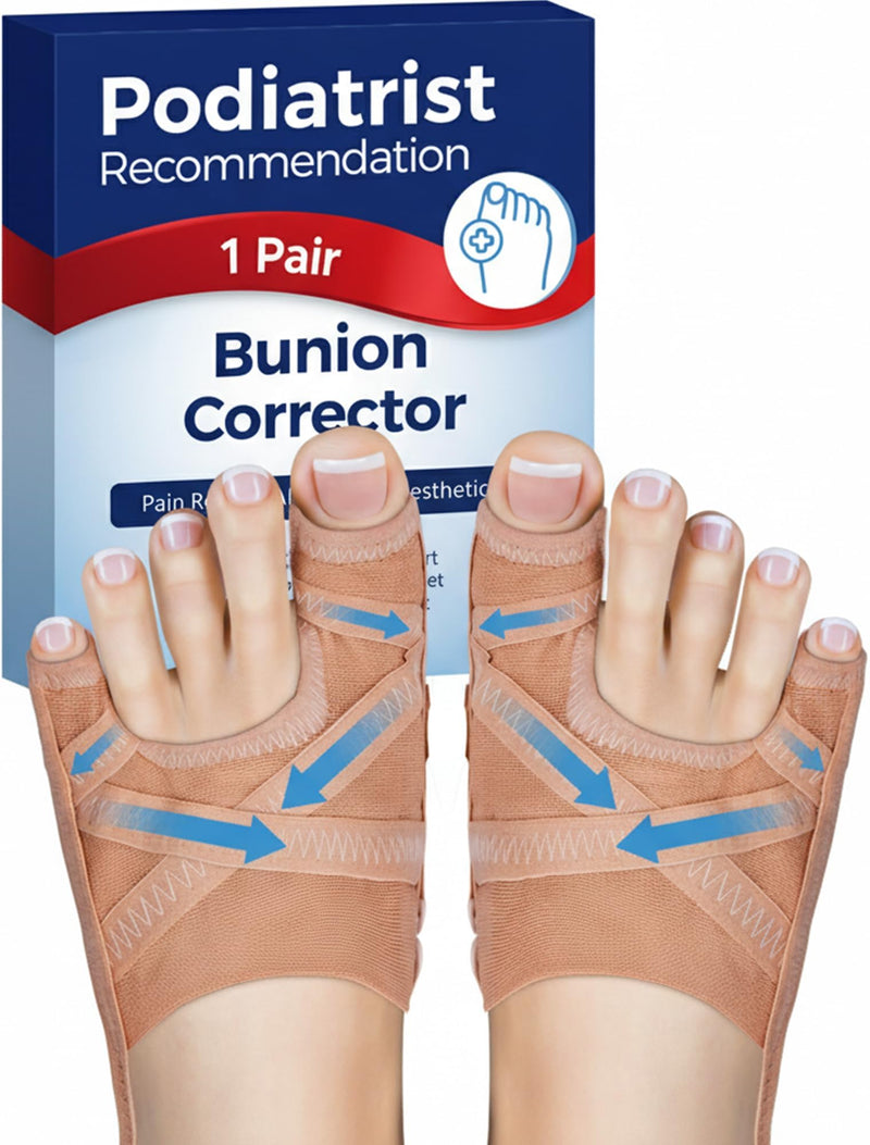 Bunion Corrector for Women & Men, Breathable Toe Straightener for the Thumb and Little Toe, Comfortable & Adjustable for Day/Night Use, Bunion Relief Splint(1 Pair) Beige Small - BeesActive Australia