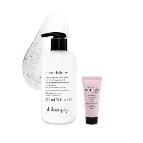 philosophy microdelivery exfoliating daily facial wash - with fine grain desert earth & gentle amino acids - scrubs away impurities & dead skin cells to alleviate dryness and rough texture 8.24 Fl Oz (Pack of 1)
