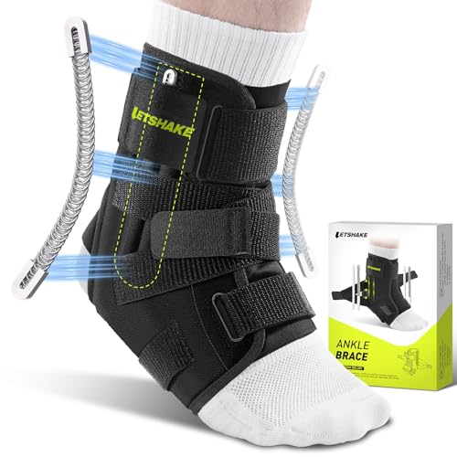 LETSHAKE Ankle Brace for Sprained Ankle, Stronger Support Ultra Lightweight L/XL