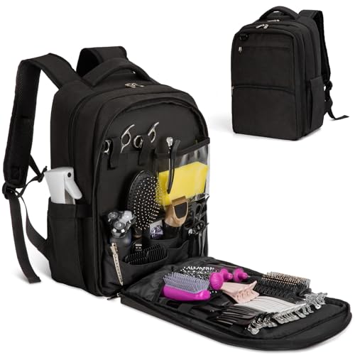 GDNasist Barber Supplies Bag,Portable Barber Backpack with Insulated Pocket Black