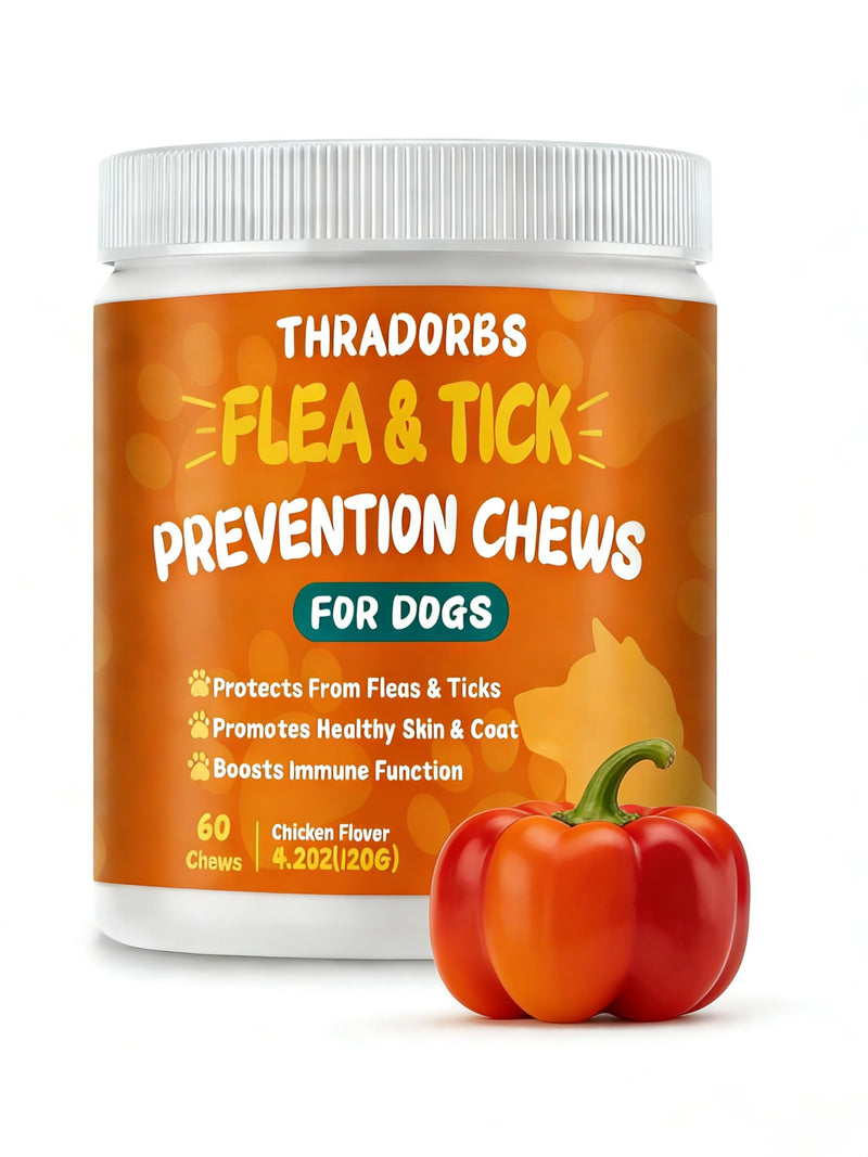 Dog Flea & Tick Prevention Chews, Apple,60 Count Supplement
