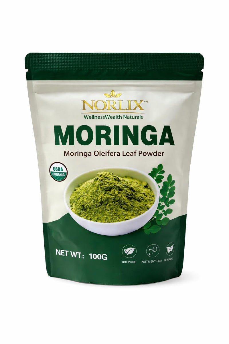 Organic Moringa Leaf Powder, 100% Pure Organic Superfood, Plant-Based, 100G (3.5 OZ).
