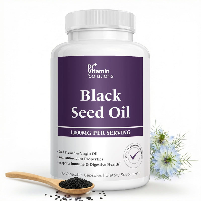 Black Seed Oil Capsules 1000mg – Cold Pressed Black Cumin Seed Oil (Nigella Sativa) with Thymoquinone – Antioxidant, Immune, Hair & Skin Support – Non-GMO, Vegan – 90 Vegetable Capsules