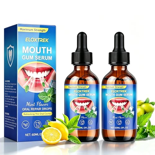 2Pcs Gum Restore Drops 2 Fl Oz - Advanced Repair for Receding Gums, Stain Removal & Dry Mouth - Bad Breath Treatment Natural Mint Breath Freshener with Olive Oil Tea Tree Oil 2 Fl Oz (Pack of 2)
