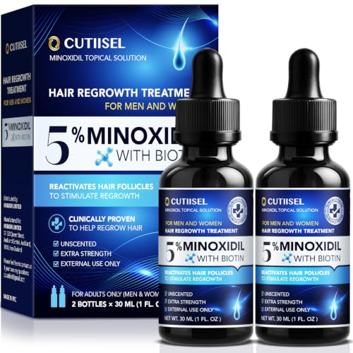 Minoxidil for Men and Women Extra Strength: Minoxidil 5% Topical Solution for Hair Regrowth Treatment for Hair Loss & Thinning Hair - Liquid Formula with Dropper Applicator