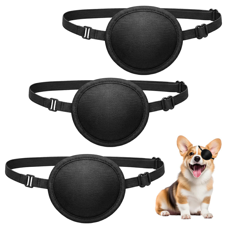 3 Pcs Dog Eye Patch, Adjustable Soft Dog Eye Patch, Used for Postoperative Eyes Injuries & Surgery Wounds in Medium and Large Dogs (Black)