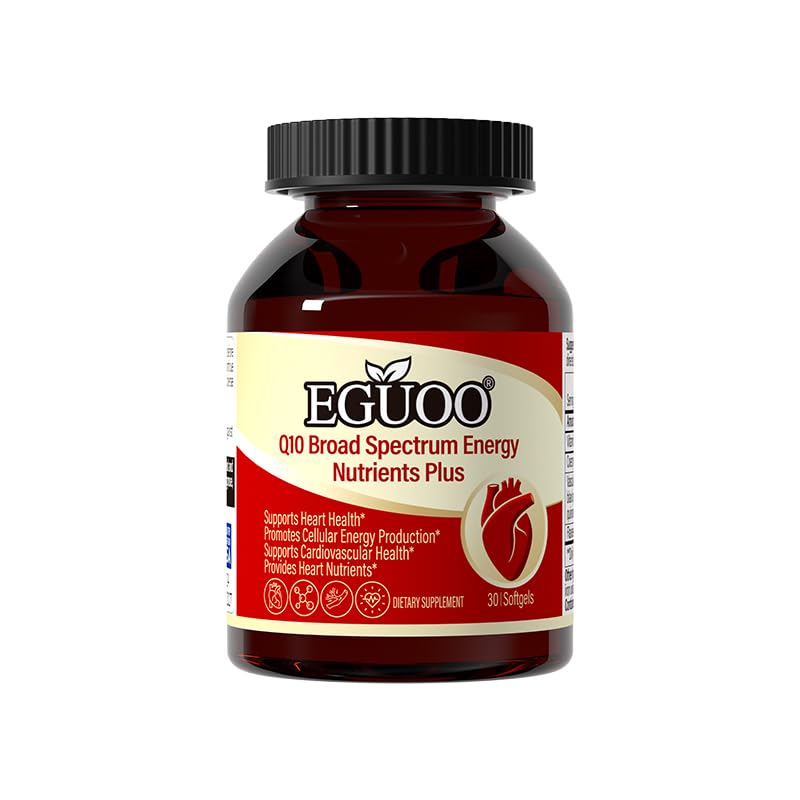 Q10 Broad Spectrum Energy Nutrients Plus, CoQ10 500mg, Heart Health Softgels, with Resveratrol, PQQ, Vitamin E, Flaxseed Oil, 30 Count