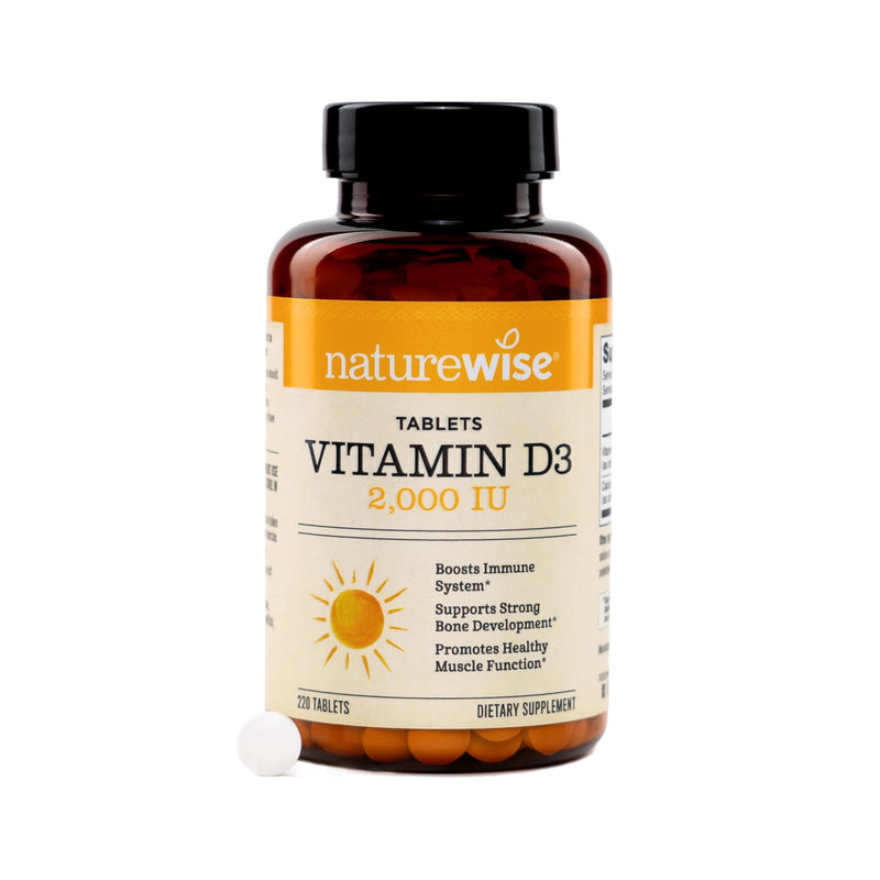 NatureWise Vitamin D3 2000IU (50 mcg), Vitamin D Supplement, 220 Tablets | Naturally Sourced Vitamin D3 - Easy to Swallow Mini Tablets - Supports Bone Health & Immune System - 220-Day Supply