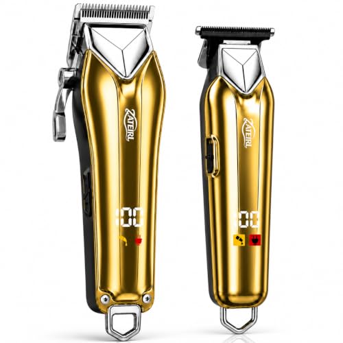 Cordless Hair Clipper and T-Blade Trimmer Set for Men and Women, Gold