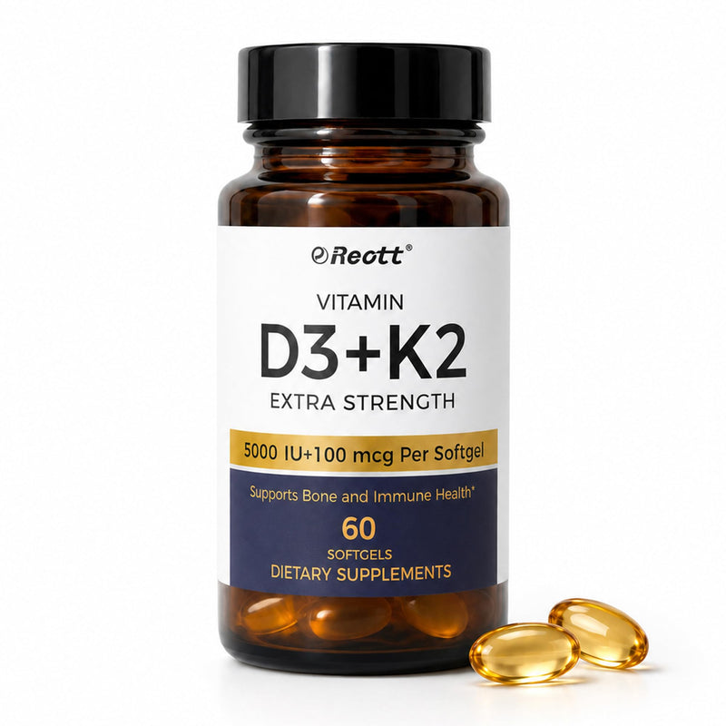 Vitamin d3 k2 Supplement (5000 IU D3+K2 | 100mcg MK7), Vitamin D Softgels with Coconut Oil, K2 D3 Vitamins for Bone & Immune Support, Extra Strength, Easy to Swallow