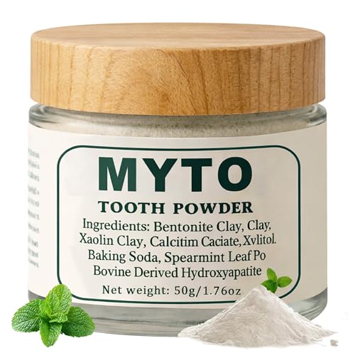 Myto Tooth Powder, RemineralizingHydroxyapatite Tooth Powder with Mint, Fluoride Free Mineral Tooth Cleaning Powder, 1.76 OZ Gentle Daily Oral Care (1pc) 1pc