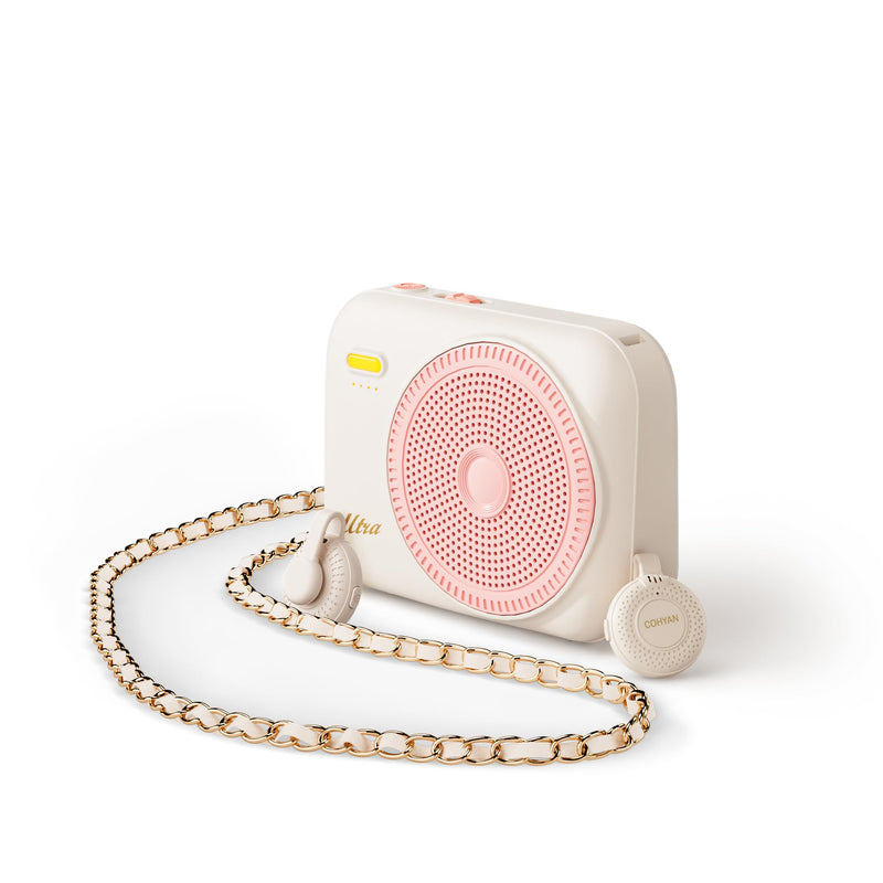 Teacher Voice Amplifier with 2 Wireless Mic & Magnetic Lavalier, Portable Voice Amplifier Personal Classroom Amplifier-Noise Canceling, 30H Working, Mini Pa System for Teaching Tour Guide Yoga (Pink) Pink